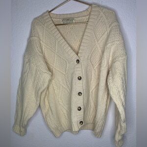 Blarney sweater cardigan wool sz XL cream Cable Knit